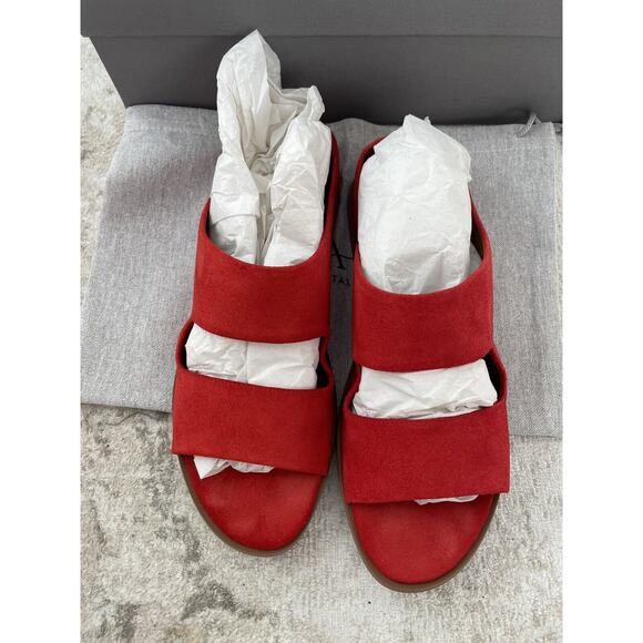 NIB Aquatalia Weatherproof Abbey Suede Wedge Sandals‎ - Red- Size 7 M- $350 - Picture 2 of 8